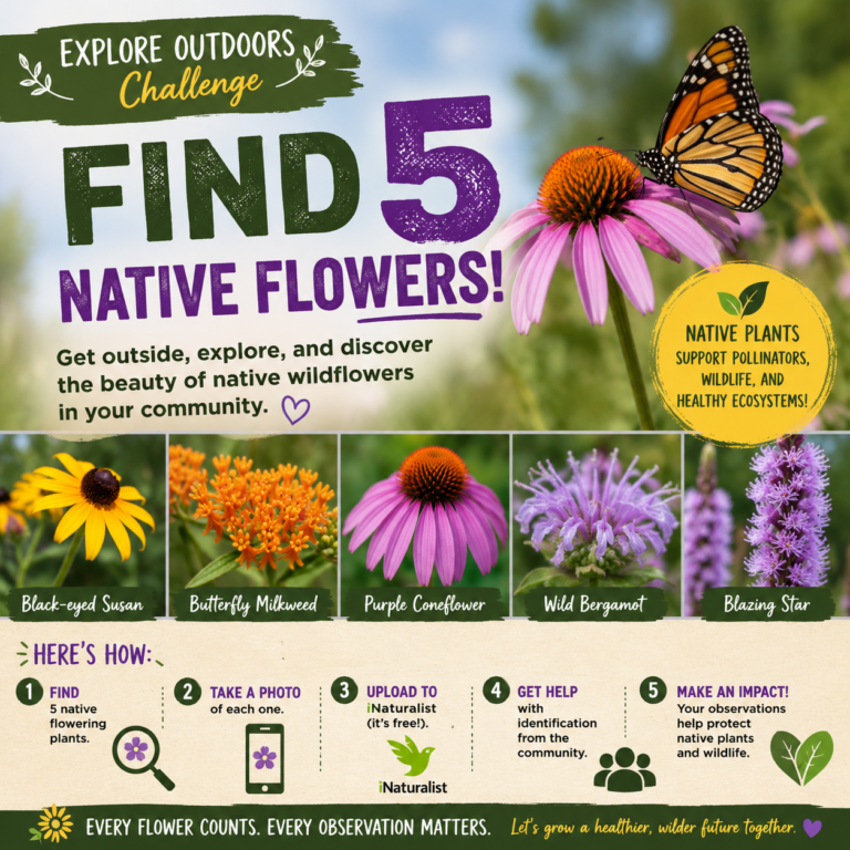 🌼 Explore Outdoors Challenge: Find 5 Native Flowers! 🌼