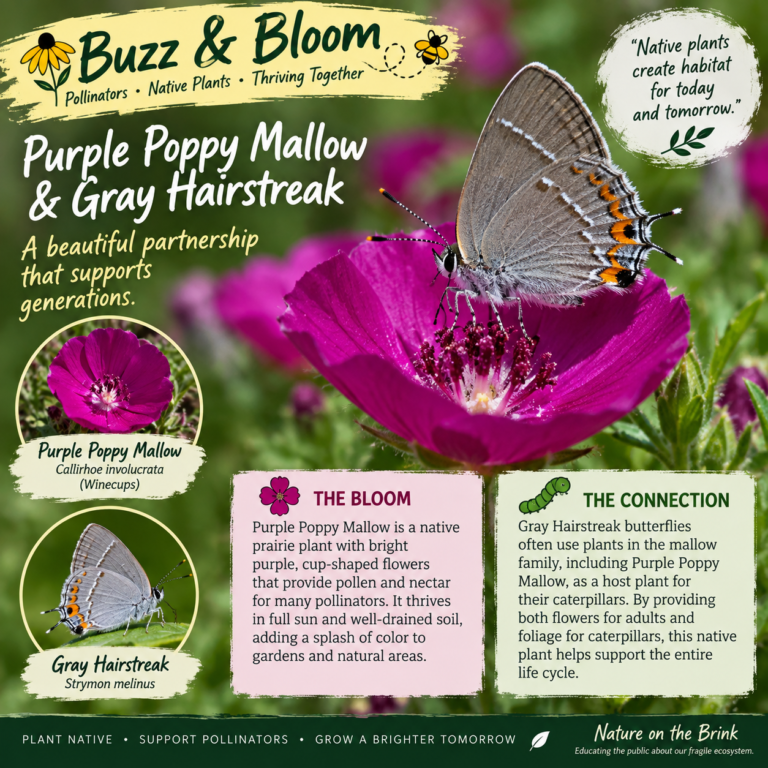 🌸🦋 BUZZ & BLOOM: Purple Poppy Mallow & Gray Hairstreak