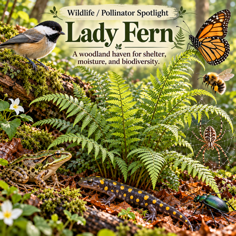 🌿🦋 Pollinator/Wildlife Spotlight: Lady Fern – A Hidden Haven for Woodland Wildlife! 🐸🐦