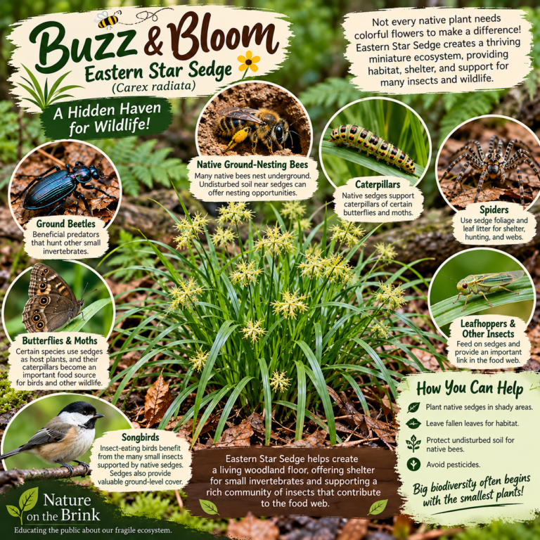 🌿🐝 Buzz & Bloom: Eastern Star Sedge — A Hidden Haven for Wildlife! 🦋🐞