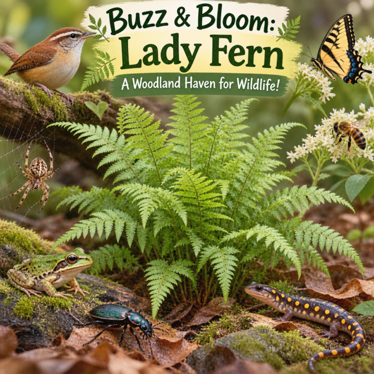🌿🦋 Buzz & Bloom: Lady Fern – A Woodland Haven for Wildlife! 🐸🐝